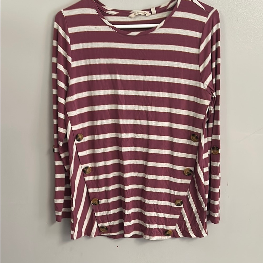 Striped Maroon and White Women's Top